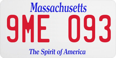 MA license plate 9ME093