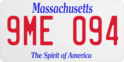 MA license plate 9ME094