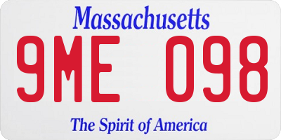MA license plate 9ME098