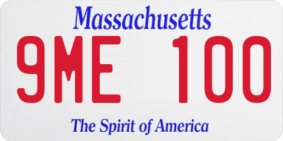 MA license plate 9ME100