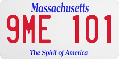 MA license plate 9ME101
