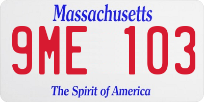 MA license plate 9ME103