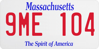 MA license plate 9ME104