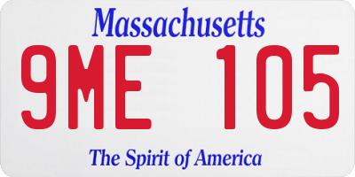 MA license plate 9ME105