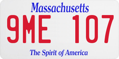 MA license plate 9ME107