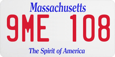 MA license plate 9ME108