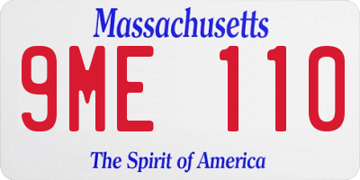 MA license plate 9ME110