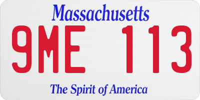 MA license plate 9ME113