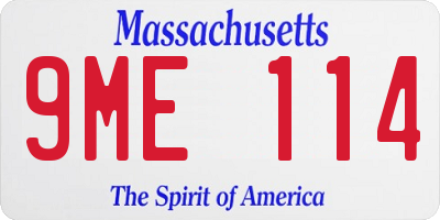 MA license plate 9ME114