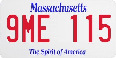 MA license plate 9ME115
