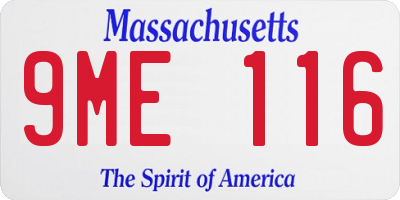 MA license plate 9ME116