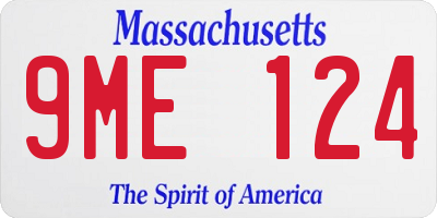 MA license plate 9ME124