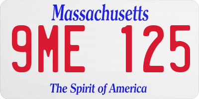 MA license plate 9ME125