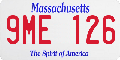 MA license plate 9ME126
