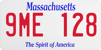 MA license plate 9ME128