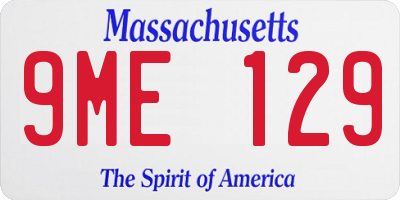 MA license plate 9ME129