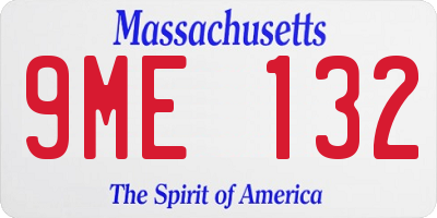 MA license plate 9ME132