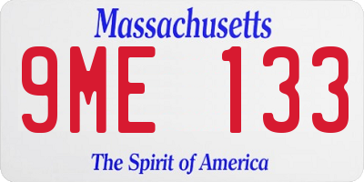 MA license plate 9ME133