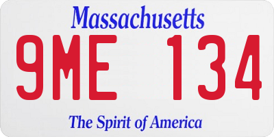 MA license plate 9ME134