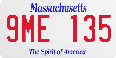 MA license plate 9ME135