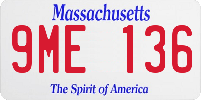 MA license plate 9ME136