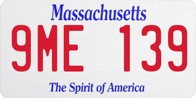 MA license plate 9ME139