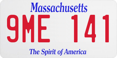 MA license plate 9ME141