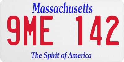 MA license plate 9ME142