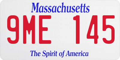 MA license plate 9ME145