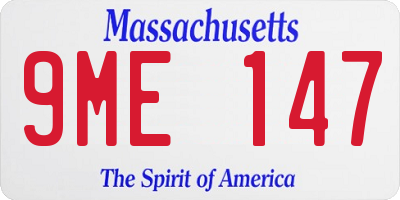 MA license plate 9ME147