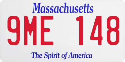 MA license plate 9ME148