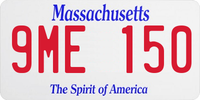 MA license plate 9ME150