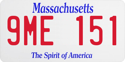 MA license plate 9ME151