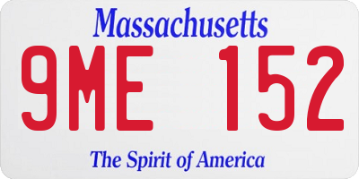 MA license plate 9ME152