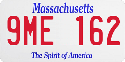 MA license plate 9ME162