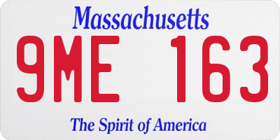 MA license plate 9ME163