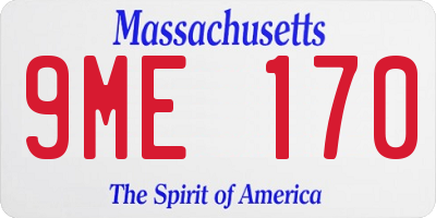MA license plate 9ME170