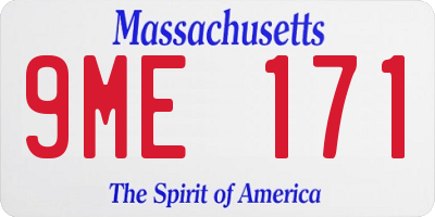 MA license plate 9ME171