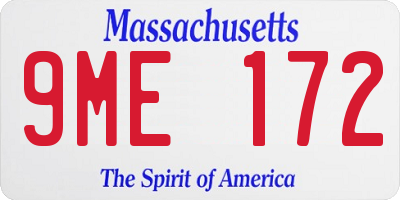MA license plate 9ME172