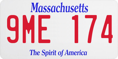 MA license plate 9ME174