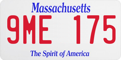 MA license plate 9ME175