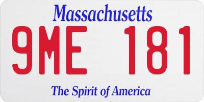 MA license plate 9ME181