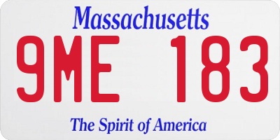 MA license plate 9ME183