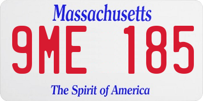 MA license plate 9ME185