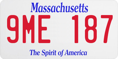 MA license plate 9ME187