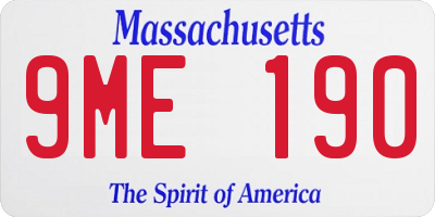 MA license plate 9ME190