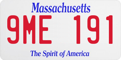 MA license plate 9ME191