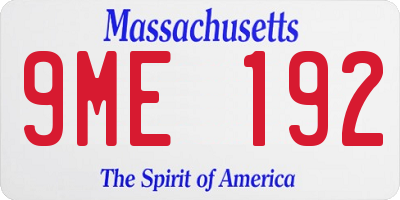 MA license plate 9ME192