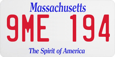 MA license plate 9ME194