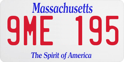 MA license plate 9ME195